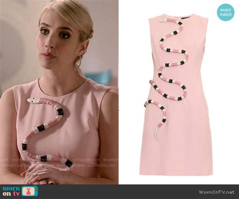 Chanel’s pink snake dress on Scream Queens 